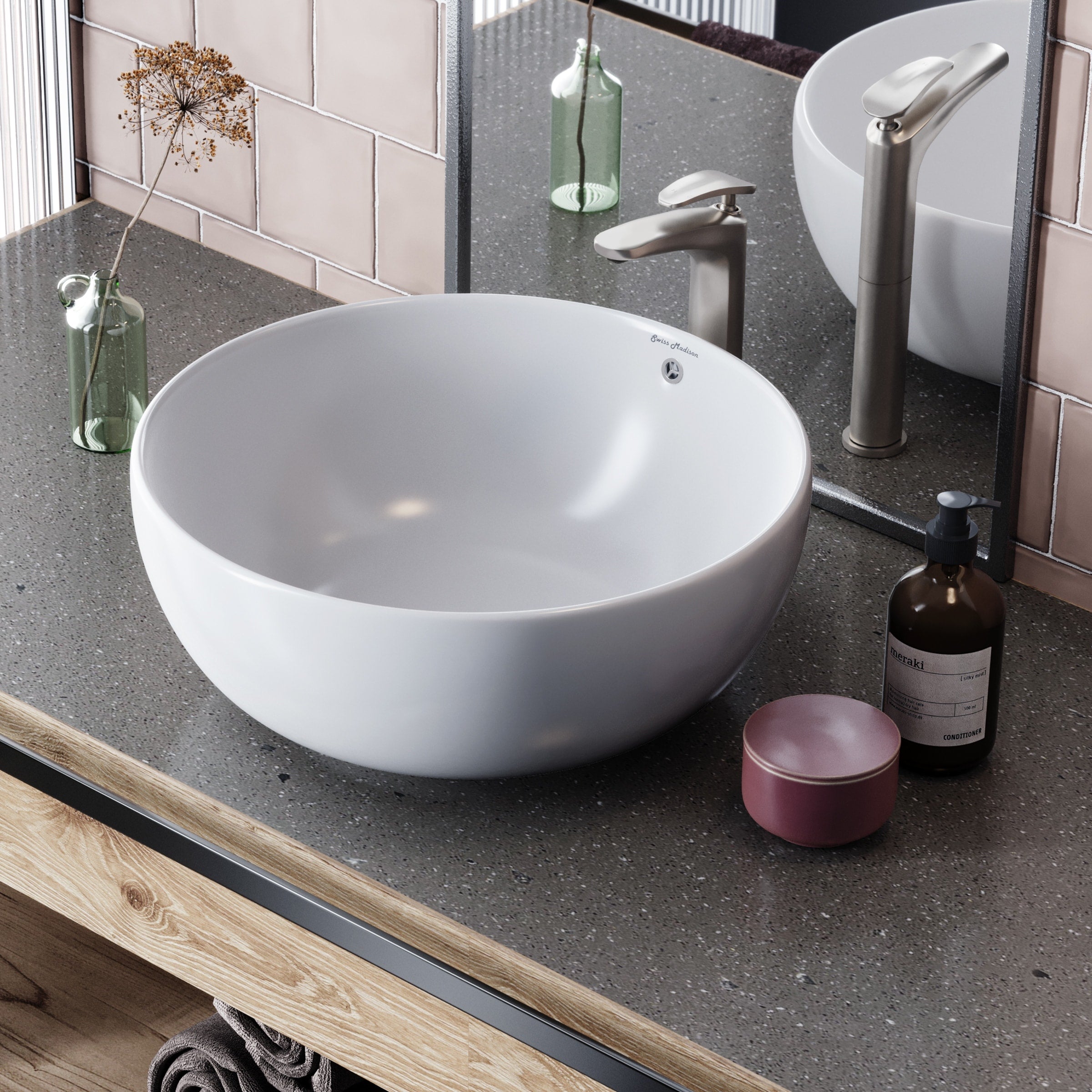 Swiss Madison Sublime Round Ceramic Bathroom Vessel Sink Bowl