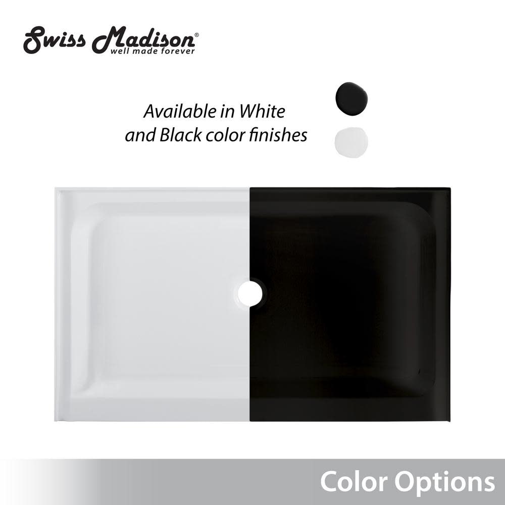Swiss Madison Sm Sb528 Swiss Madison Sm Sb528 Voltaire 48 X 36 Acrylic Black Single Threshold Center Glossy Black