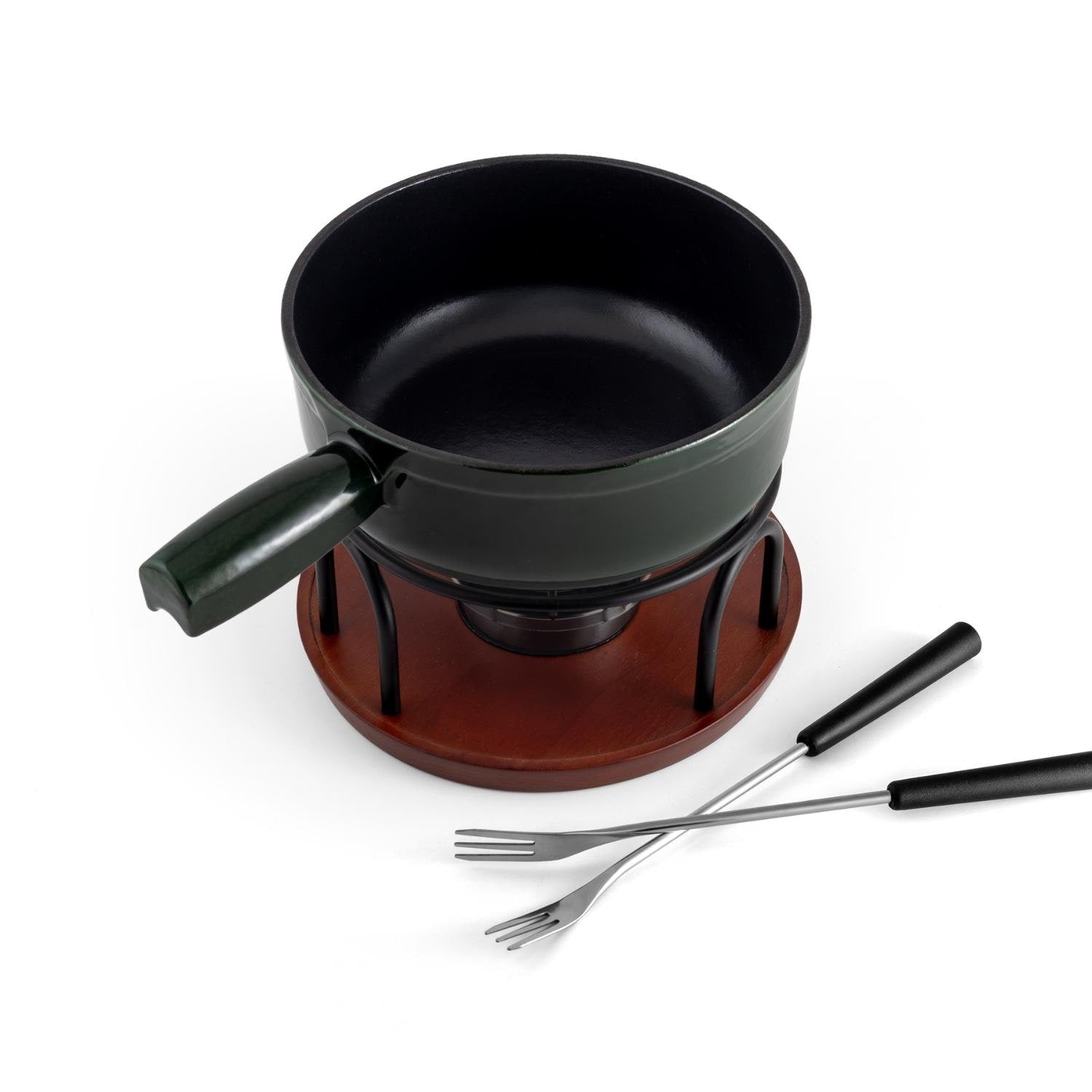 Swissmar Ticino Fondue 9 Piece Set Cast Iron 2Qt Green