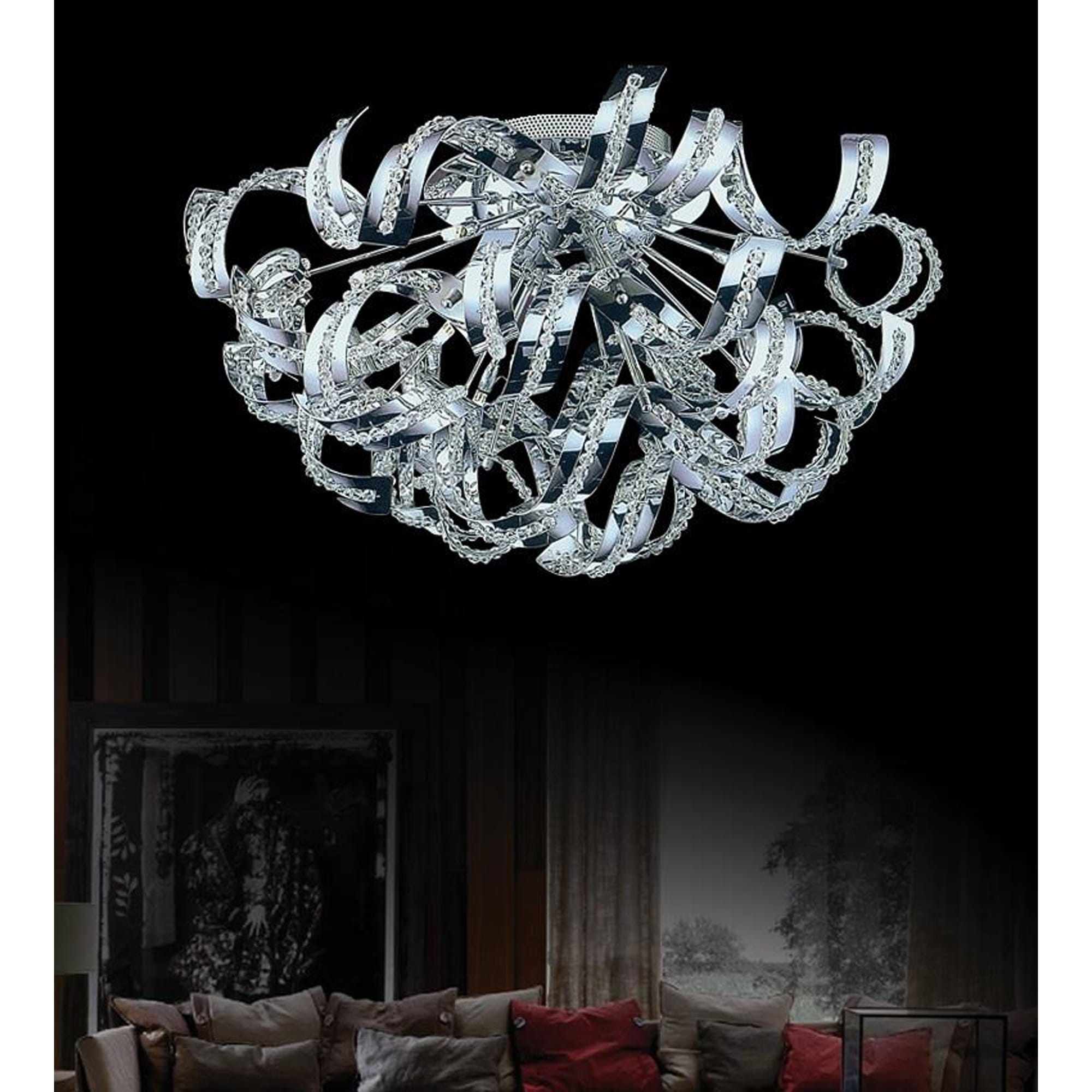 Swivel Collection Chrome Stainless Steel 9 Light Flush Mount Fixture