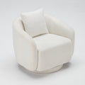 Swivel Accent Chair Barrel Armchair With Back Pillow Wood Frame For Living Room Bedroom Office