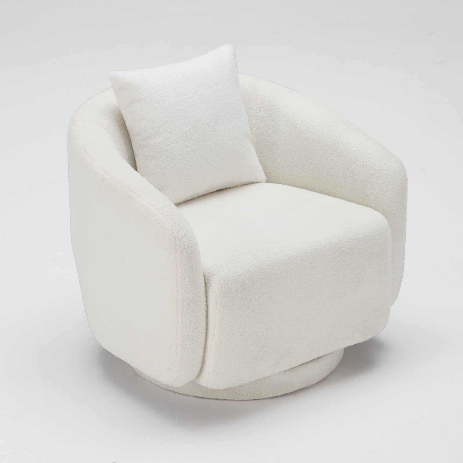 Swivel Accent Chair Barrel Armchair With Back Pillow Wood Frame For Living Room Bedroom Office