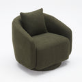 Swivel Accent Chair Barrel Armchair With Back Pillow Wood Frame For Living Room Bedroom Office