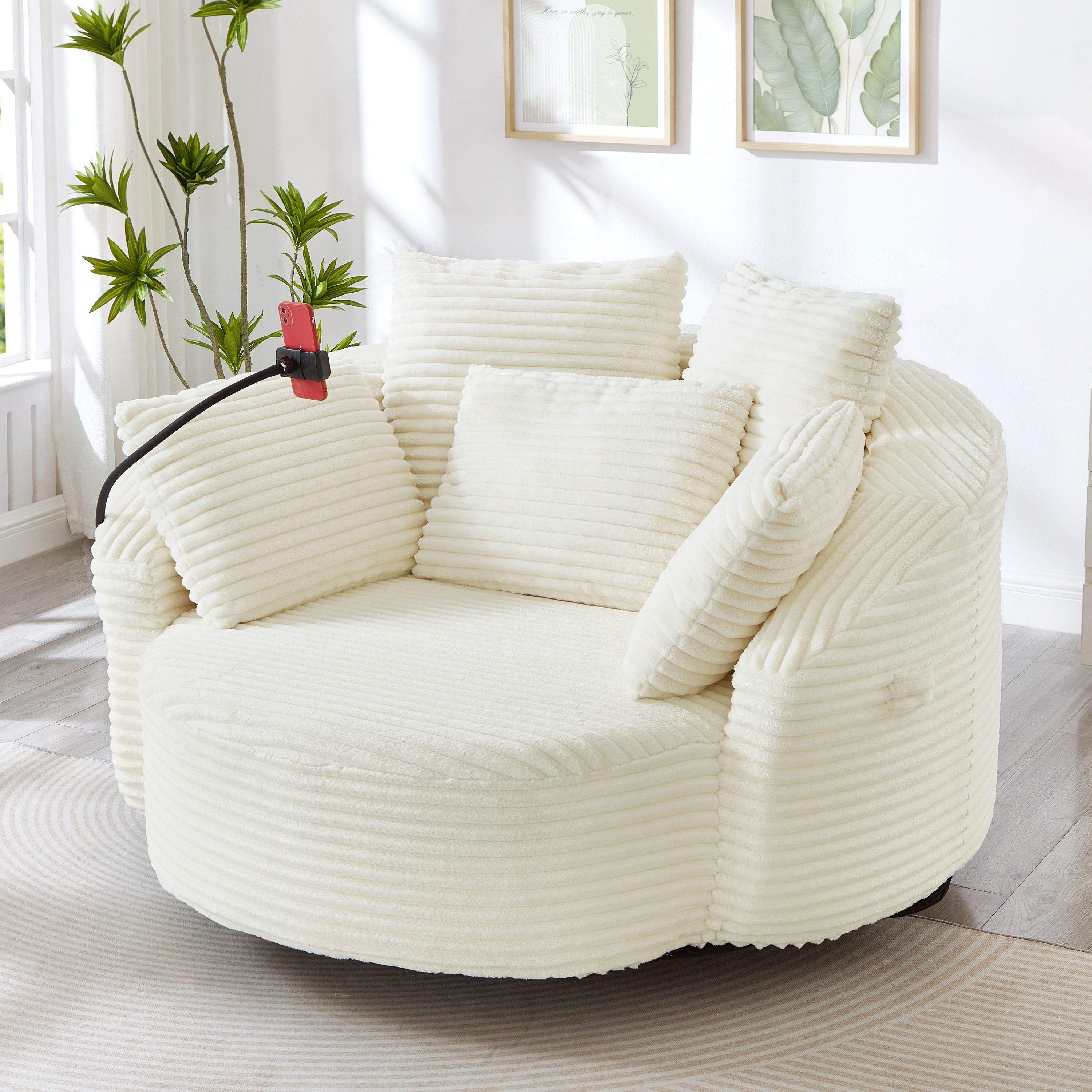 Swivel Chair Accent Chair Barrel Chair With Pillows Side Chair Sofa Chair With Adjustable Phone Holder