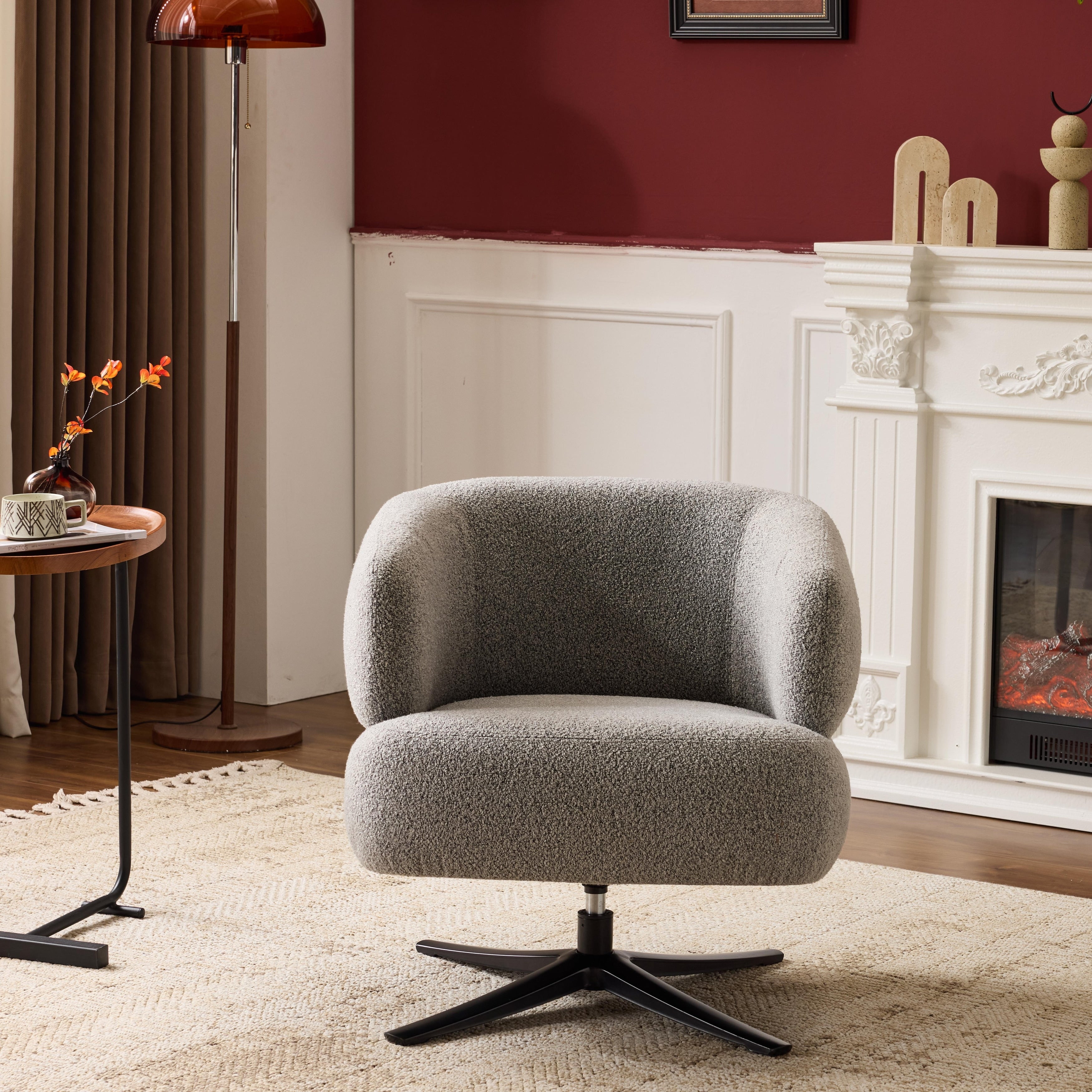Swivel Chair Leisure Chair Side Chair Rustic Accent Chair Antique Grey Reception Chair Reading Chair Armchair