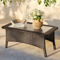 Gray Brown Pe Rattan Patio Five Piece Set With 2 Swivel Chairs 1 Loveseat 1 Coffee Table 1 Side Table