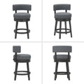 Swivel Upholstered Bar Stool With Backrest Wood Frame Counter Height