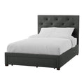Sya Twin Size Bed W Tufted Headboard Underbed Storage Dark Gray
