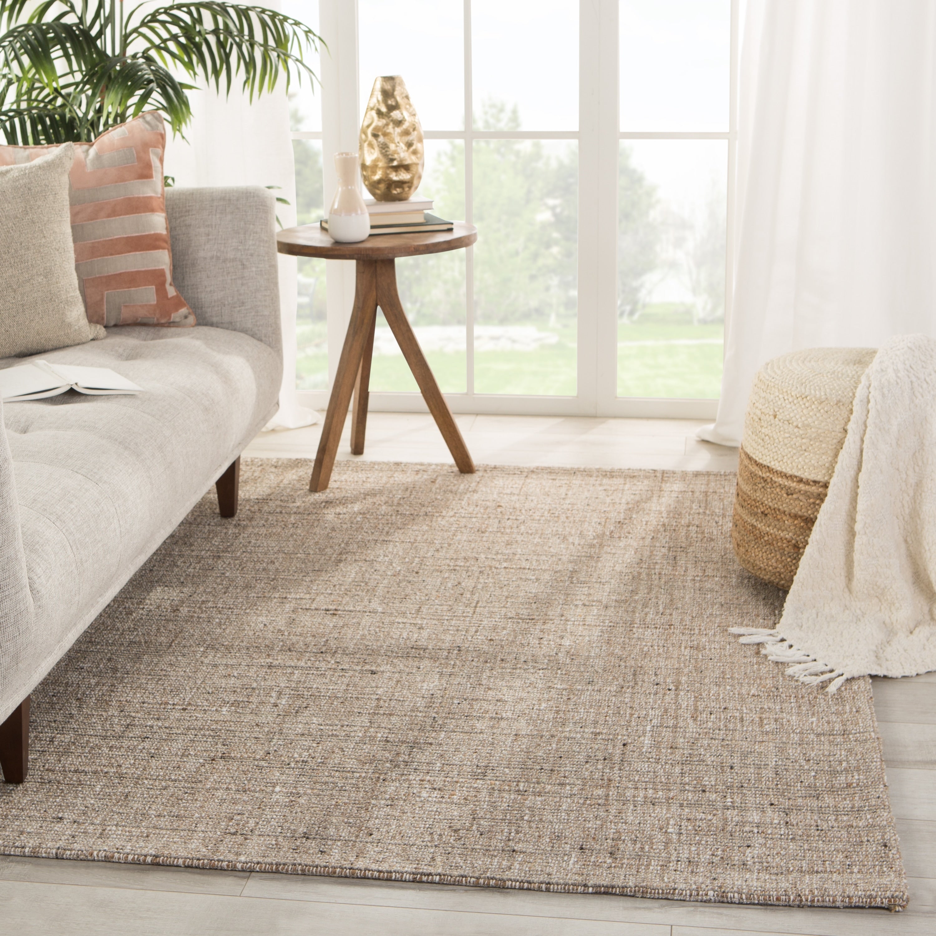 Porch Den De Baca Natural Solid Wool Blend Area Rug