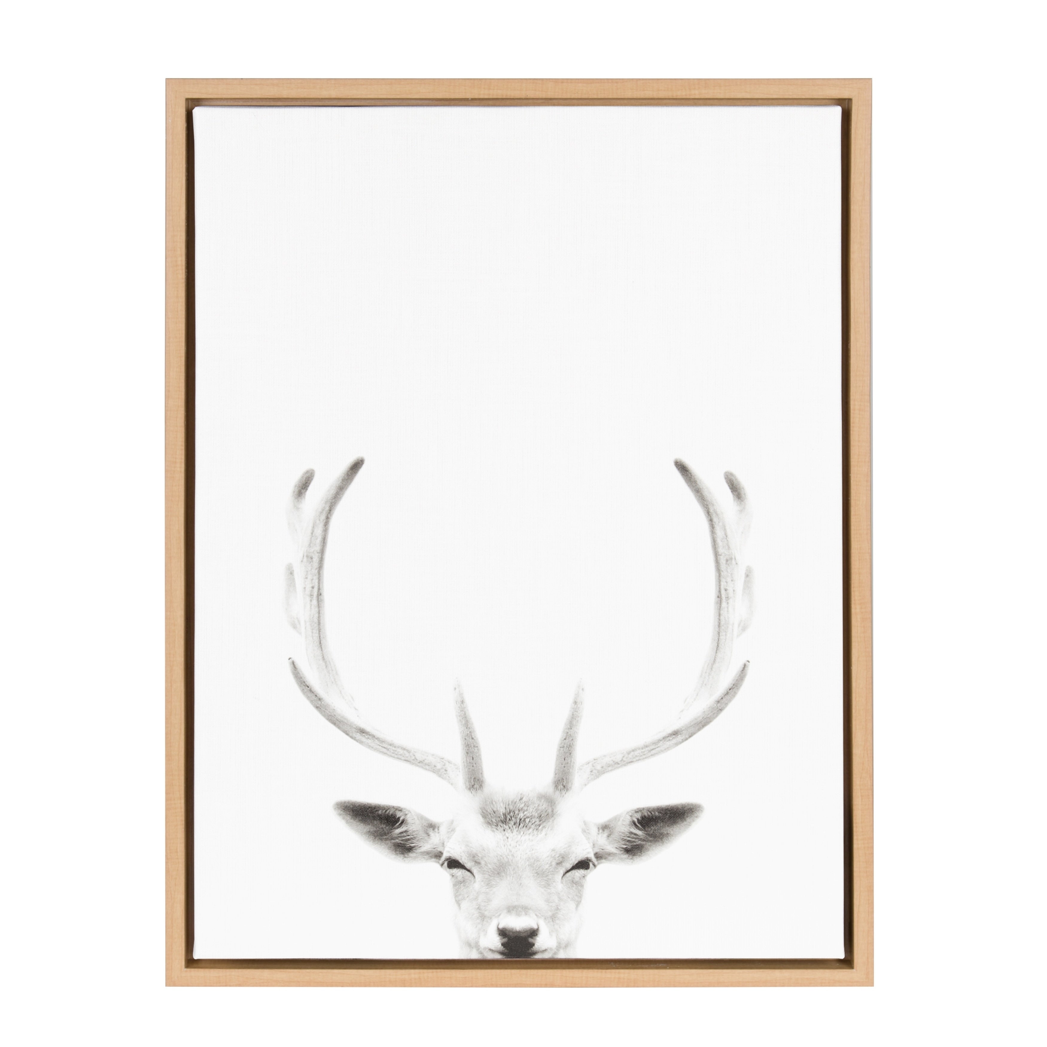 Sylvie Deer Portrait 18X24 Natural Framed Canvas Wall Art