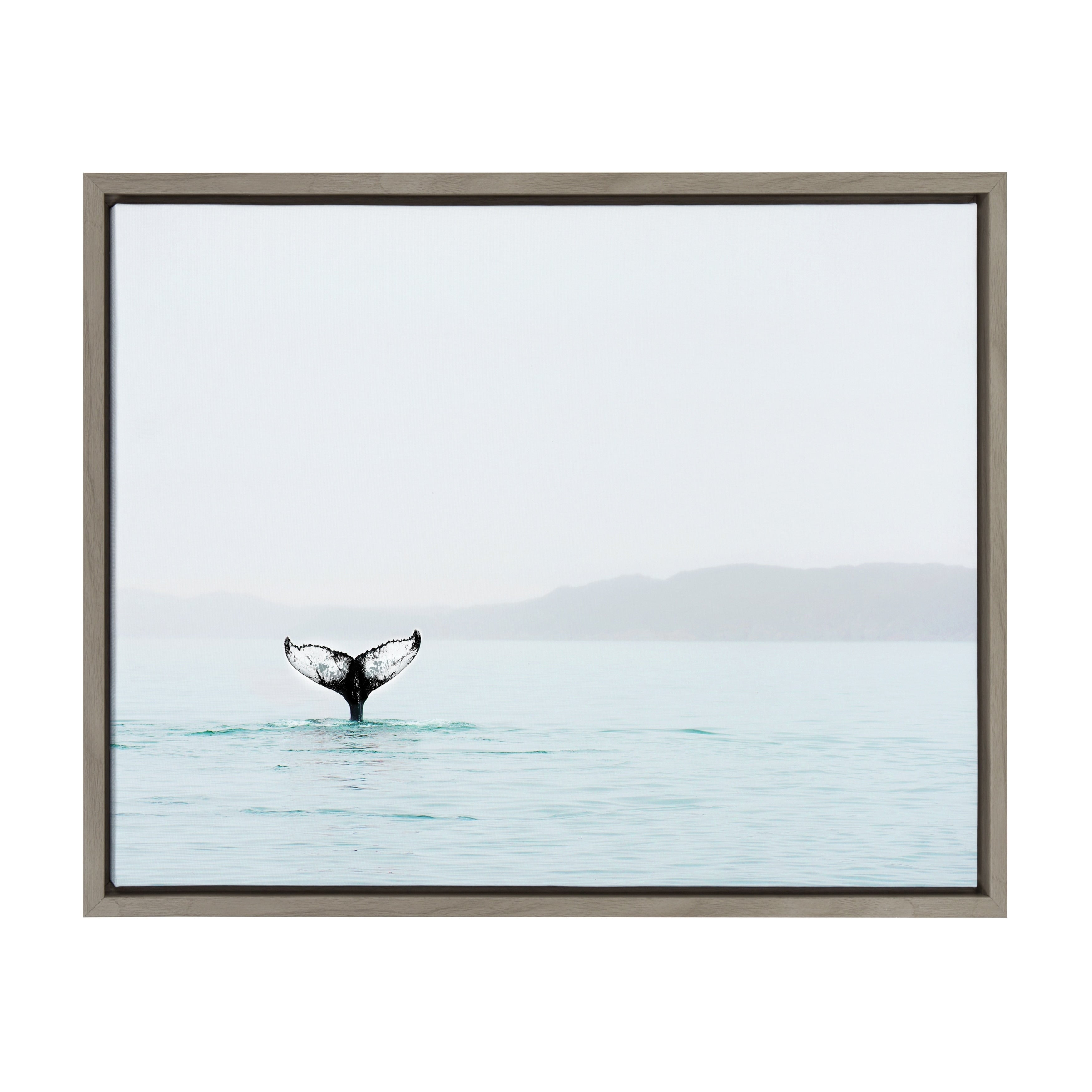 Sylvie Whale Tail In The Ocean Framed Canvas Art Gray 18 X 24