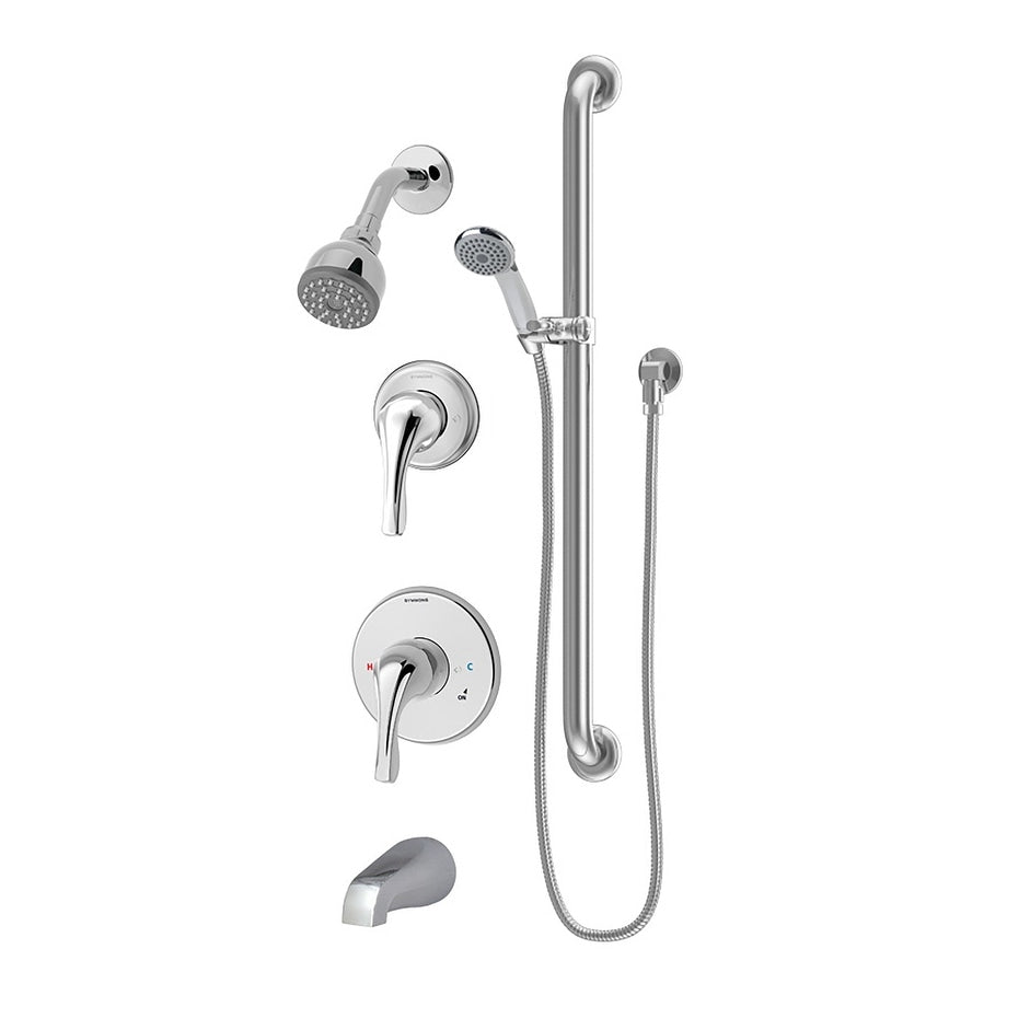 Symmons 9606 Plr Origins Tub Shower Trim Package With Single Function Shower Head Rough In Valve With Double Lever Handle