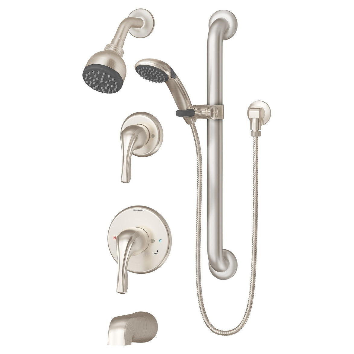 Symmons 9606 Plr 1.5 Trm Origins Tub And Shower Trim Package With Single Function Shower Head With Double Lever Handle No