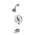 Symmons S 9602 P Origins Tub And Shower Trim Package With Single Function Shower Head And Rough In Valve With Double Knob Handle