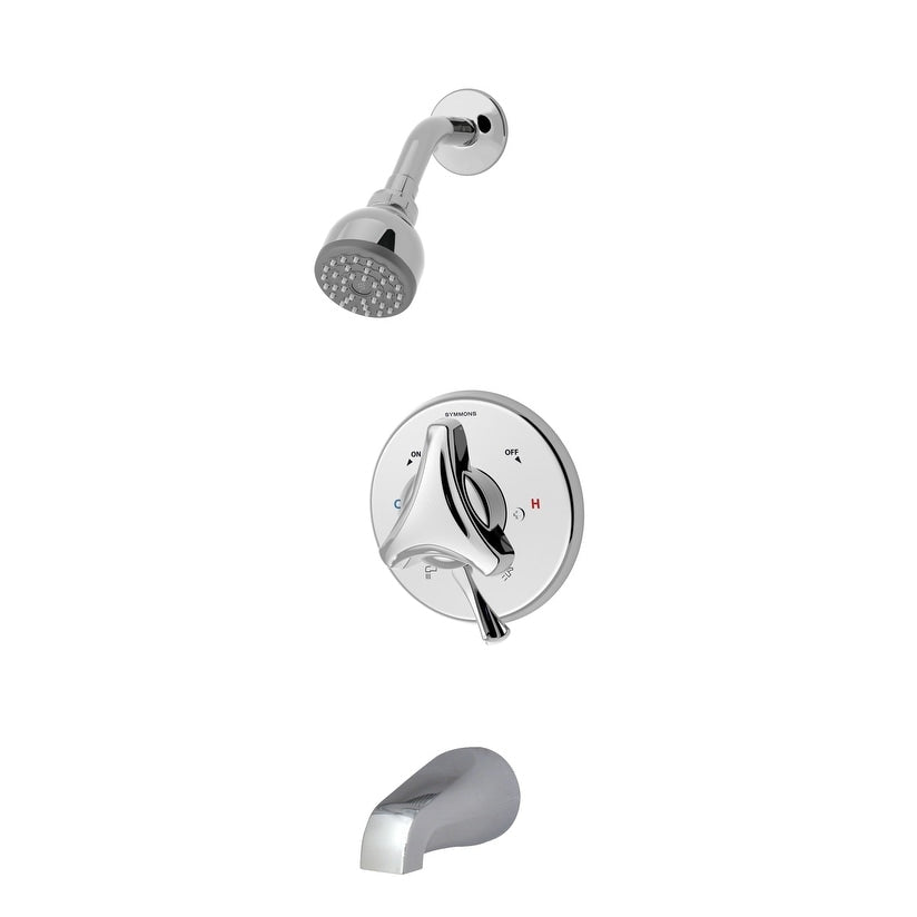 Symmons S 9602 P Origins Tub And Shower Trim Package With Single Function Shower Head And Rough In Valve With Double Knob Handle