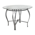 Metal Base Glass Top Round Dining Table