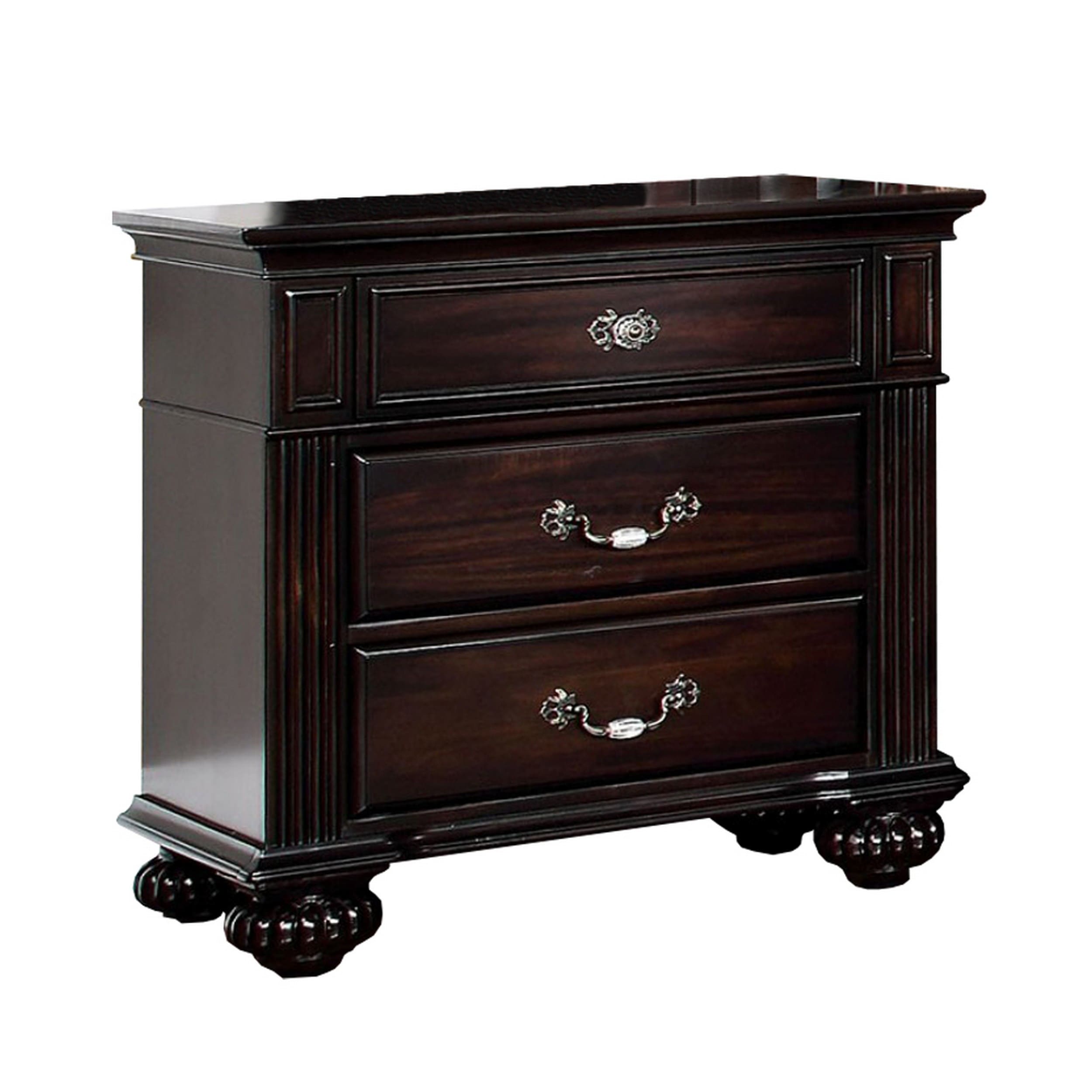 Syracuse Traditional Style Beautiful Nightstand Dark Walnut
