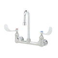 T And S Brass B 2443 Wall Mounted Faucet With Swivel Rigid Gooseneck Spout 2.2 Gpm Vr Aerator And 4 Wrist Action Handles