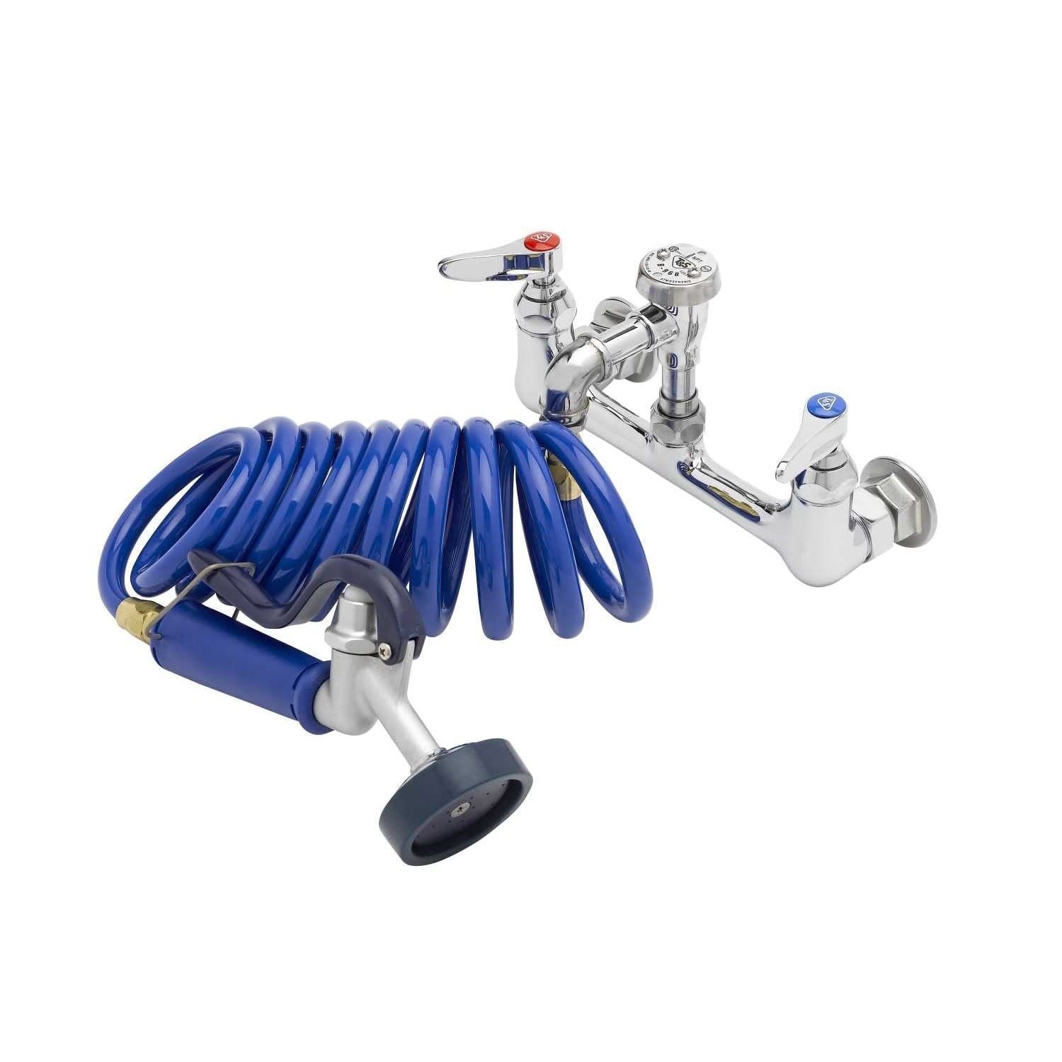 T And S Brass Pg 8Wrev 4.12 Gpm Wall Mounted Pet Grooming Station With Angled Spray Valve Blue