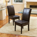 T Stitch Chocolate Brown Leather Dining Chairs Set Of 2 By Christopher Knight Home