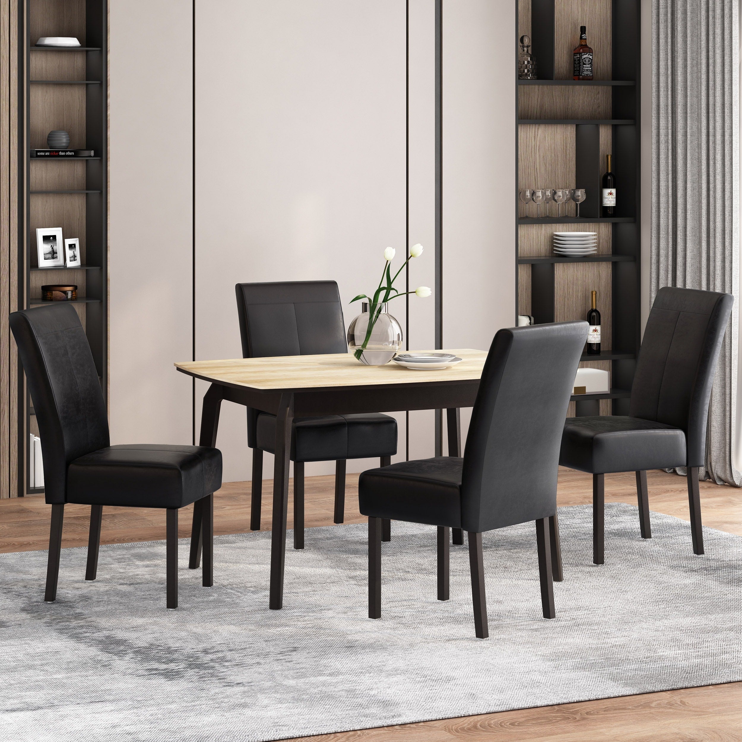 T Stitch Chocolate Brown Bonded Leather Dining Chair Set Of 4 By Christopher Knight Home