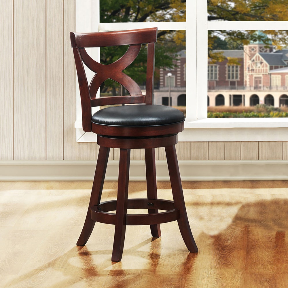 Crosby Cherry X Back 24 Inch Swivel High Back Counter Stool By Inspire Q Classic
