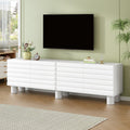 Tv Cabinet With Adjustable Shelves Cream Style Tv Stand With 4 Cabinets For Tvs Up To 75 Media Console With Cylindrical Legs