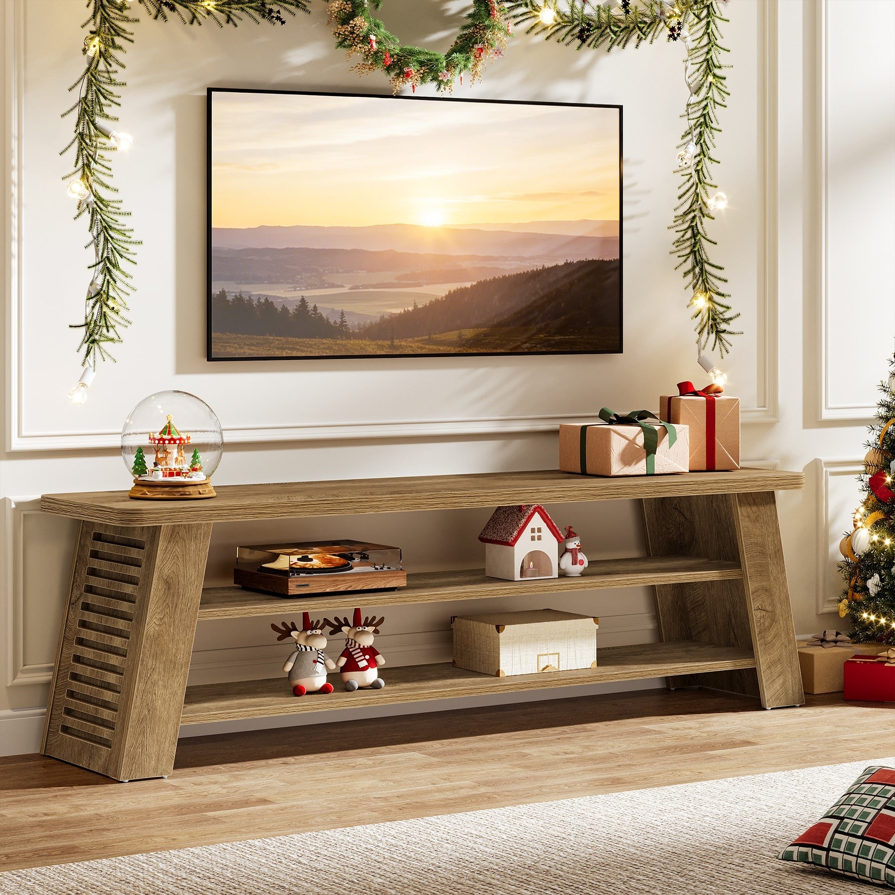 Tv Entertainment Center With Open Storage Shelves Tv Stand For 60 Inches Tvs Media Console Table