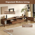 Tv Stand For Living Room Mid Century Modern Entertainment Center For 65 75 85 Tvs Slatted Door Design Media Console Table