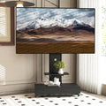 Tv Stand With Push Pull Drawer For Living Room Bedroom Tv Cart For 32 75 Inches Floor Stand With Mount On Lockable Wheels