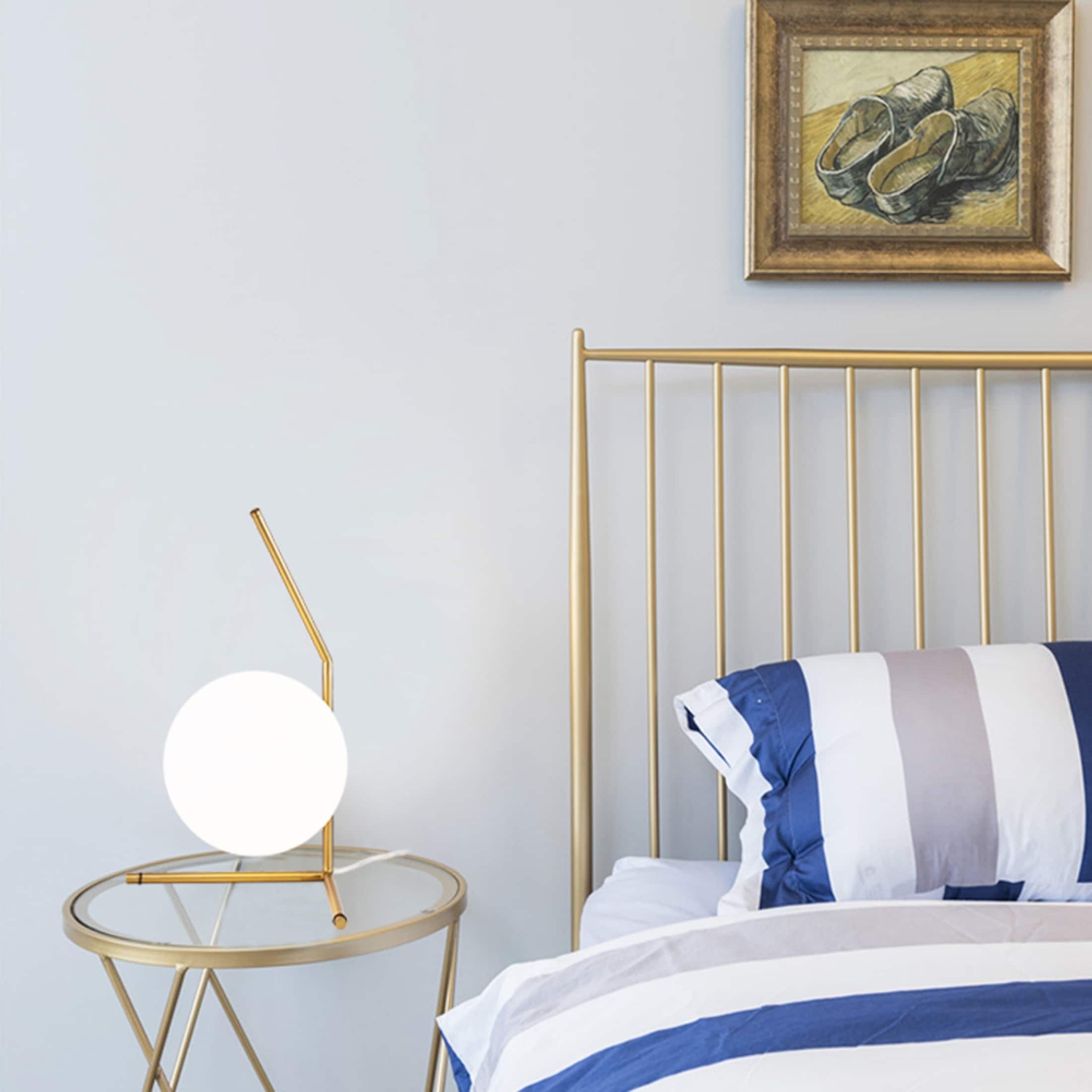 Brass Iron Table Lamp With Milk White Glass Shade