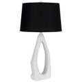 Table Lamp With Black Drum Shade Sculpted White Resin Base 30 Inch