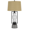Table Lamp With Led Light Burlap Shade 31 Inch Black Lantern Base