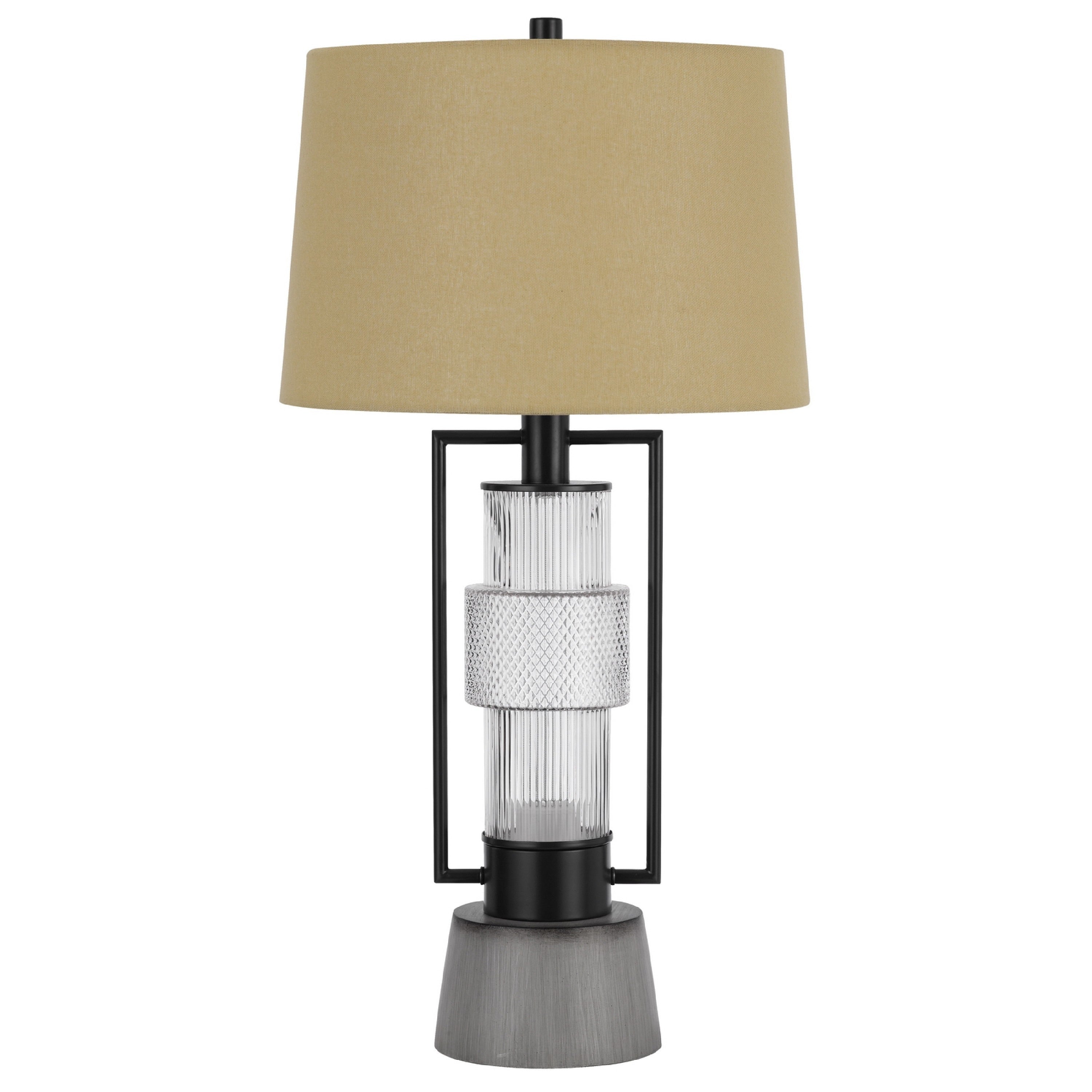 Table Lamp With Led Light Burlap Shade 31 Inch Black Lantern Base