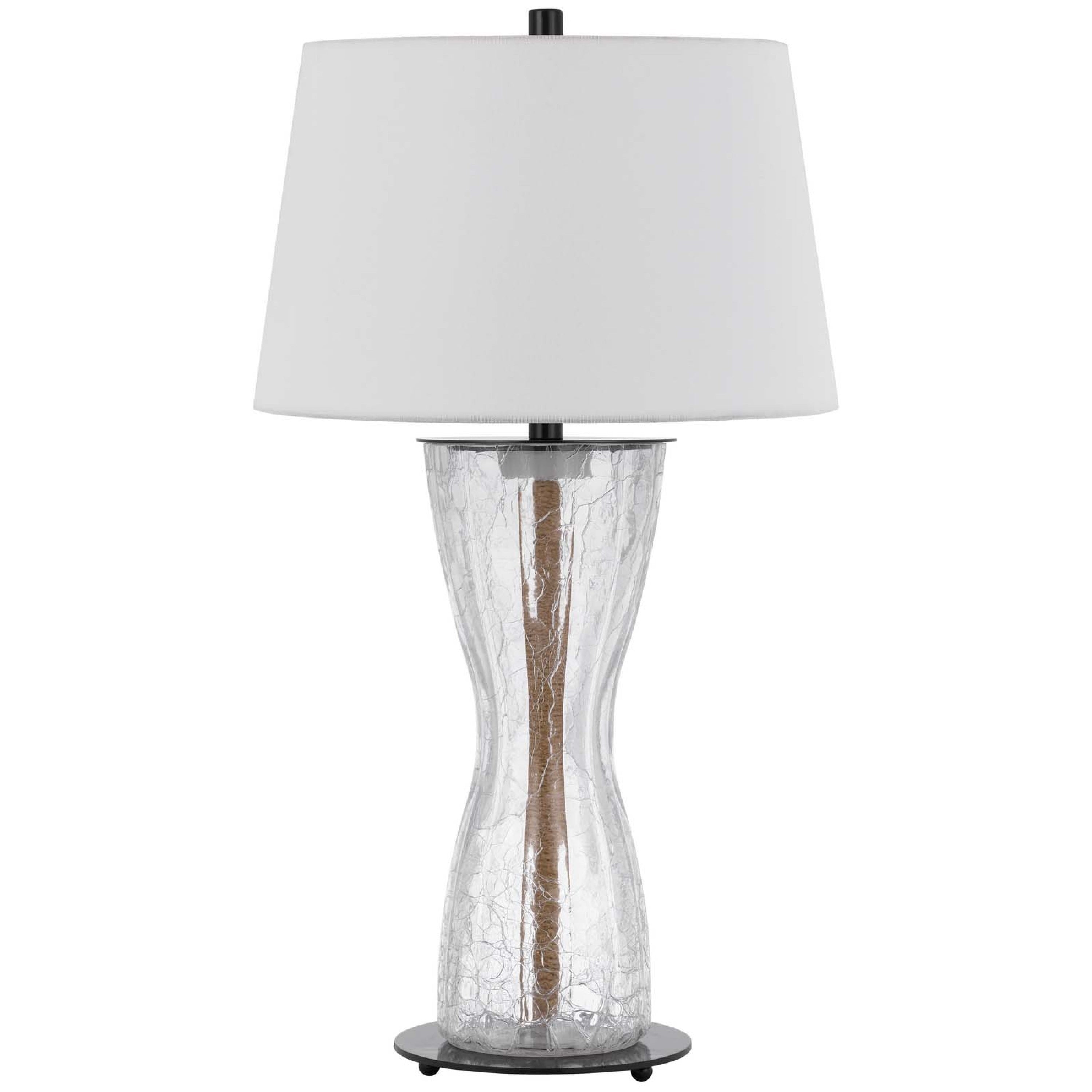 Table Lamp With Led Light White Shade 31 Inch Hourglass Glass Base