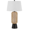 Table Lamp With Led Light White Shade Modern Brown Wicker 30 Inch