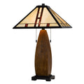Table Lamp With Pull Chain Tiffany Stained Glass Shade 26 Inch Brown