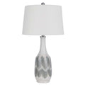 Table Lamp Drum Shade 29 Inch White Smokey Gray Swirl Ceramic Base