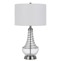 Table Lamp Tapered Corkscrew Glass Body With Wire Accent Brushed Steel