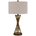 Table Lamp Twisted Hourglass Gold Base Light Brown Shade 31 Inch