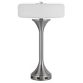 Table Lamp Usb Ports Frosted White Glass Shade 22 Inch Brushed Steel