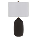 Table Lamp White Drum Shade 26 Inch Hotel Quality Black Ceramic Base