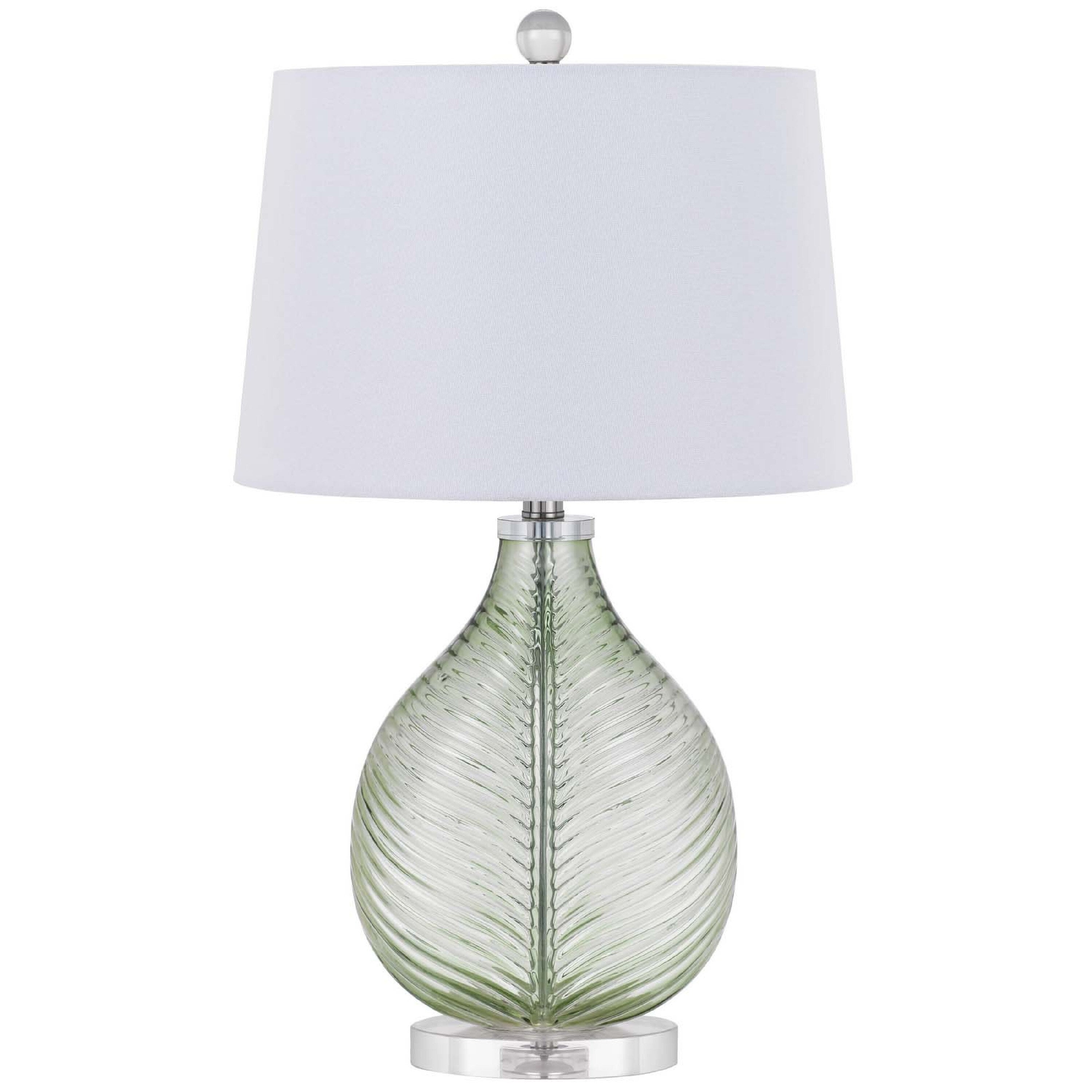 Table Lamp White Drum Shade 26 Inch Lime Green Faceted Teardrop Base