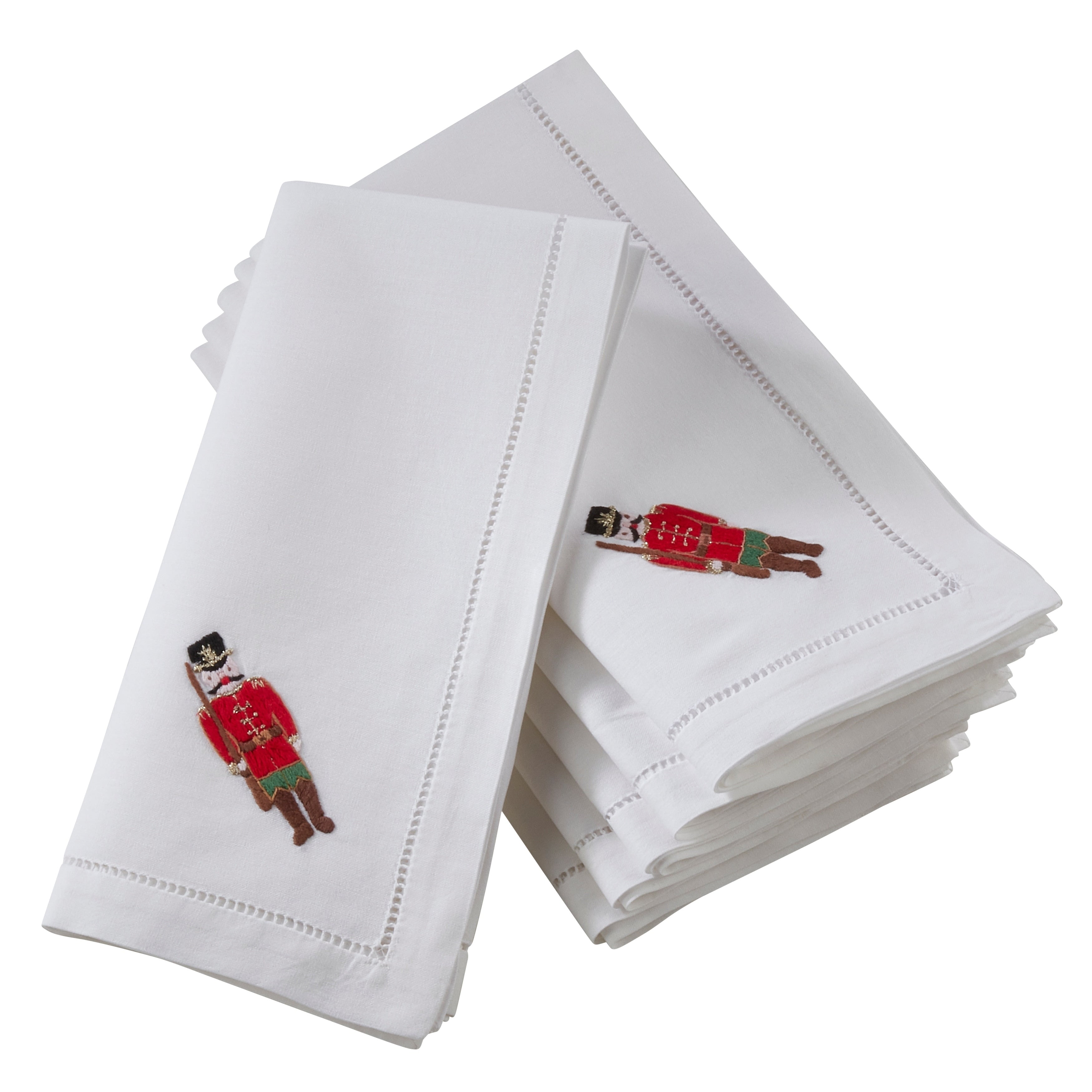 Saro Lifestyle Table Napkins With Embroidered Soldier And Hemstitch Design Set Of 6