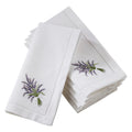 Table Napkins With Hemstitch Border And Lavender Embroidery Set Of 6