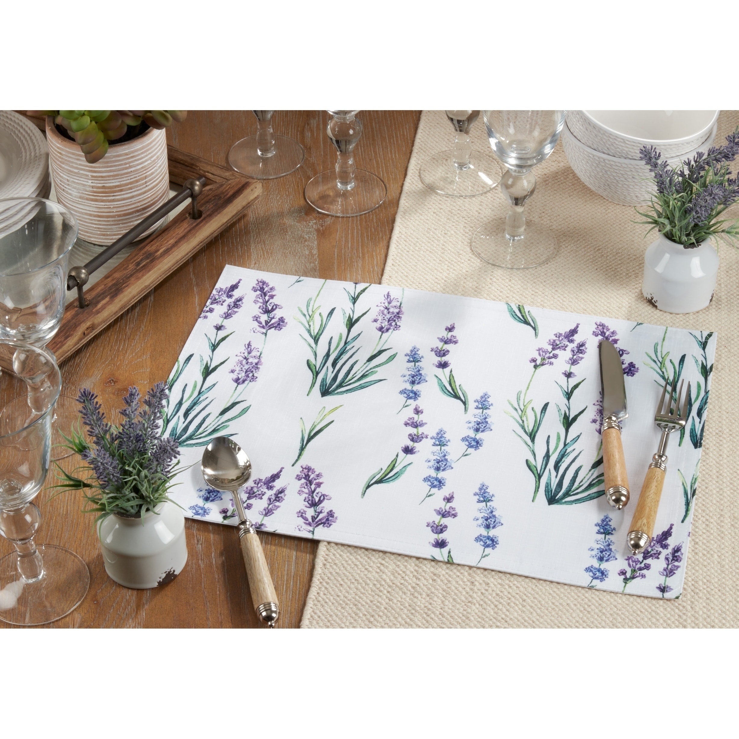 Table Placemats With Lavender Print Set Of 4