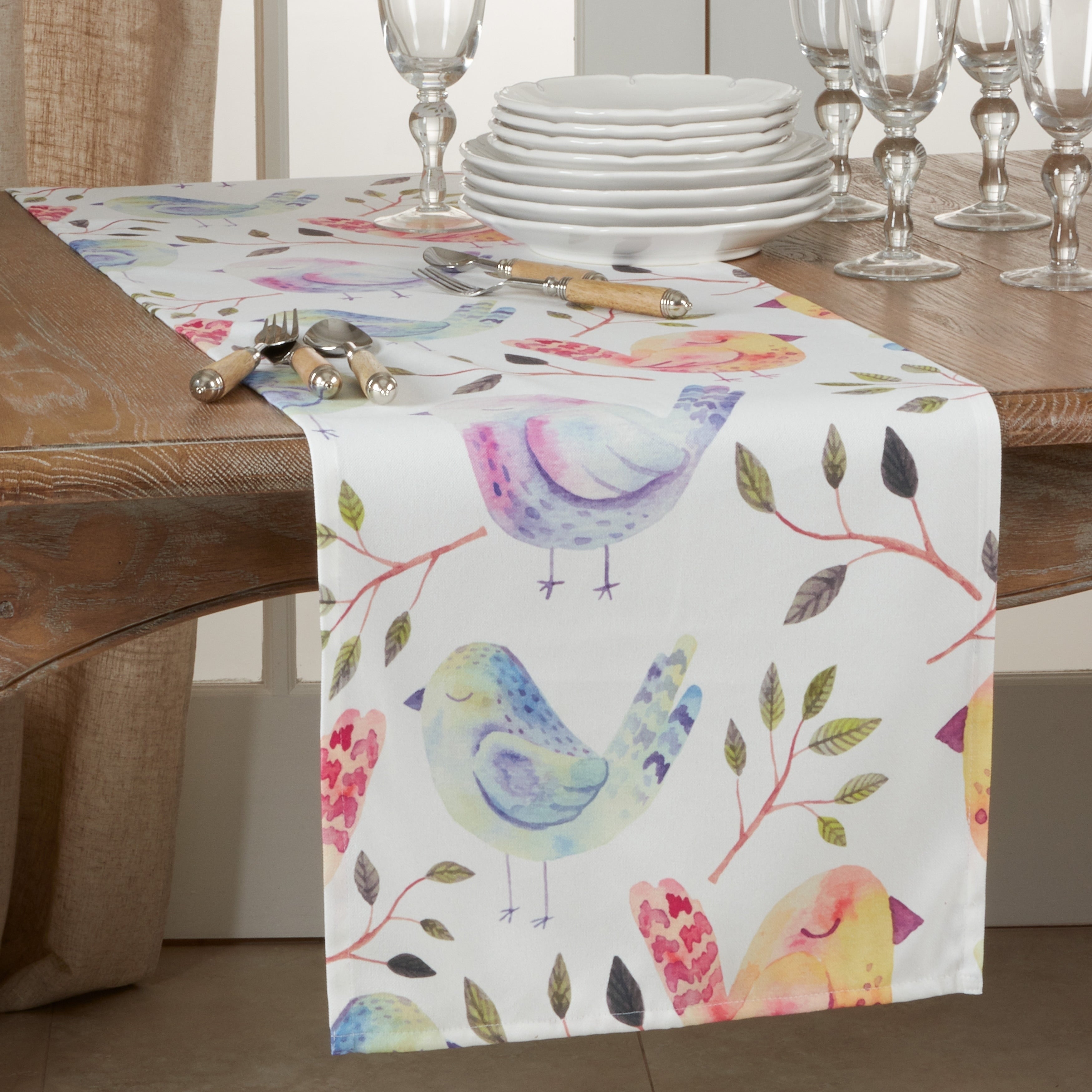Table Runner With Flock Of Birds Design