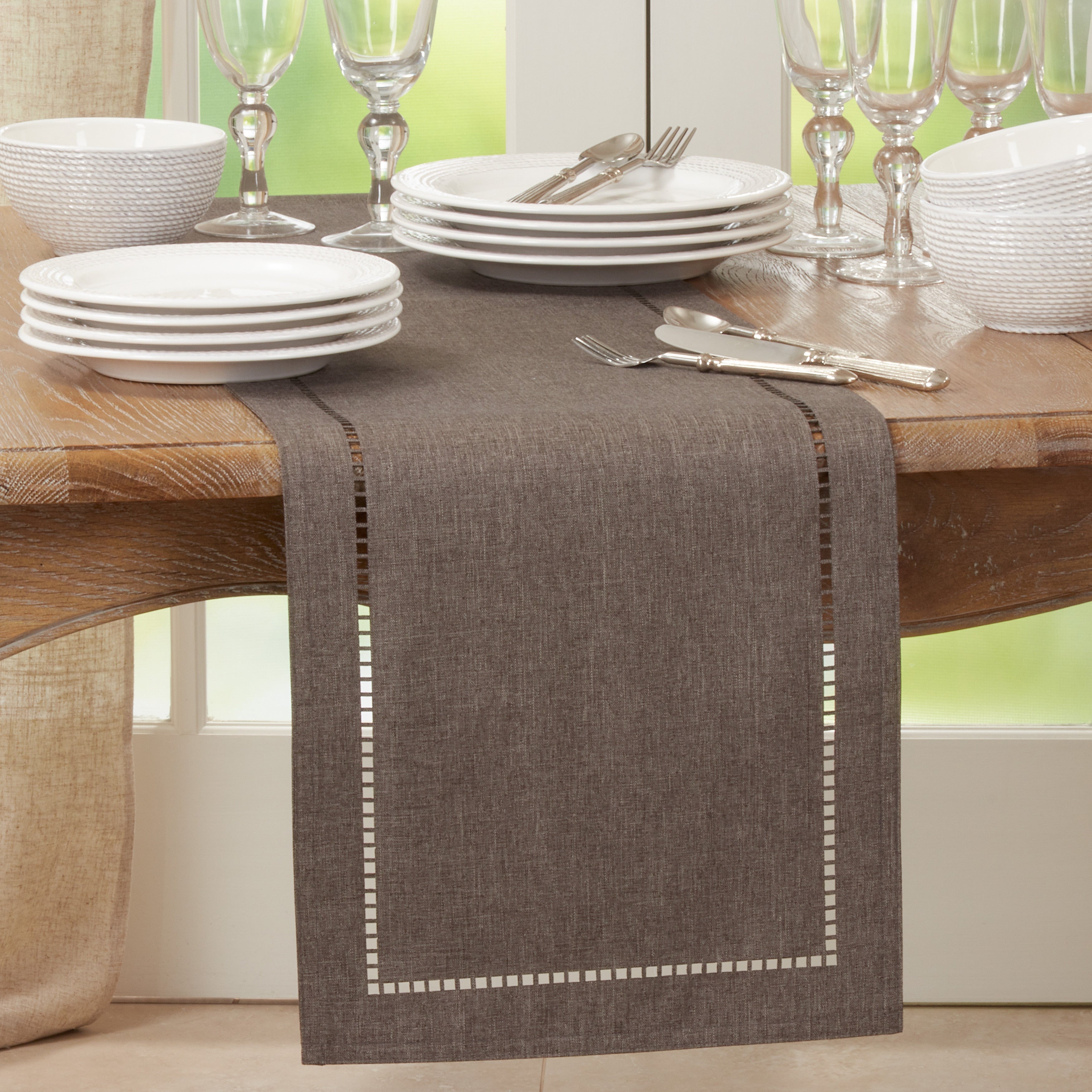 Table Runner With Laser Cut Hemstitch Design
