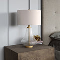 Brushed Brass Clear Seeded Glass Metal Table Lamp