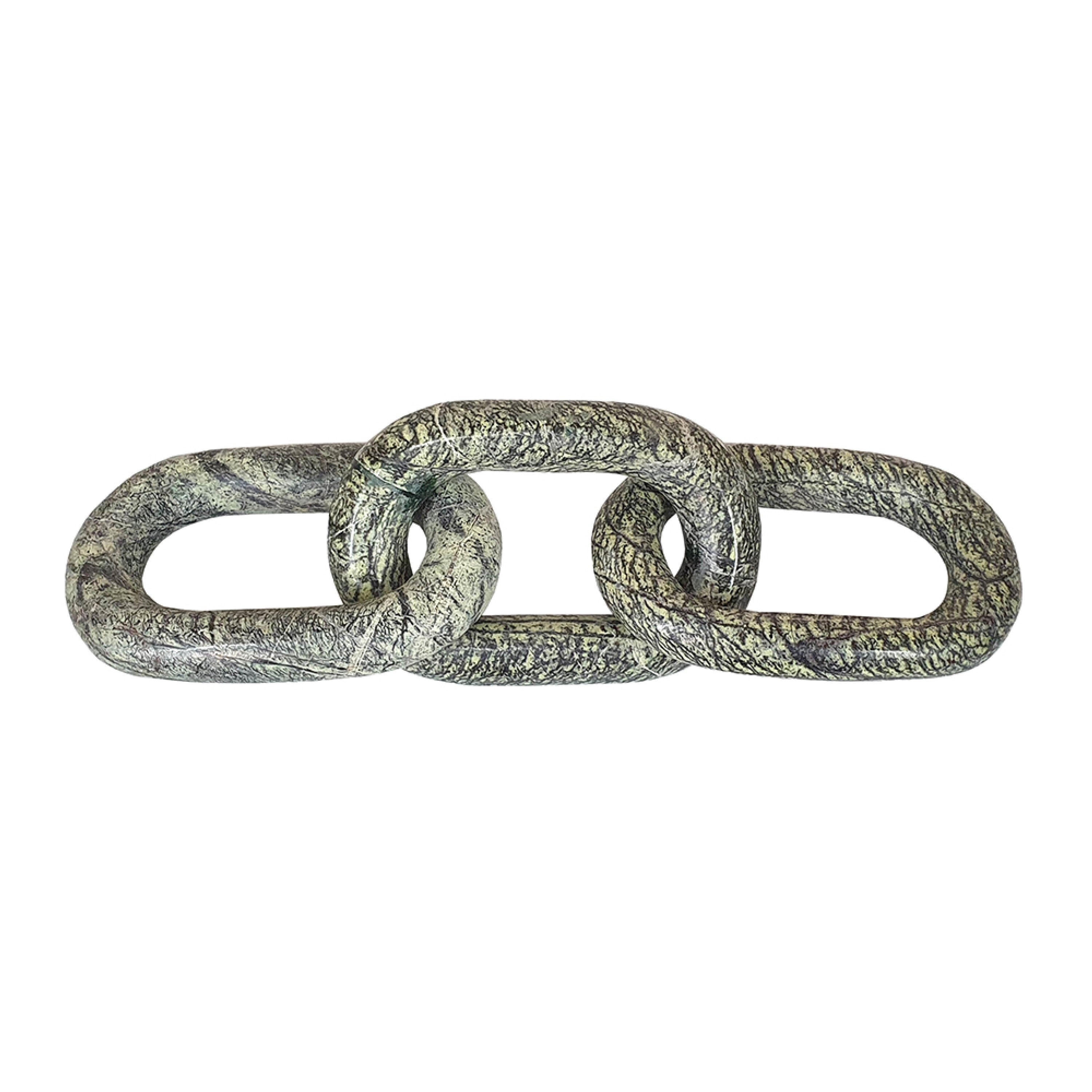 Tabletop Accent Chain Link Sculpture 14 Inch Natural Off Green Stone